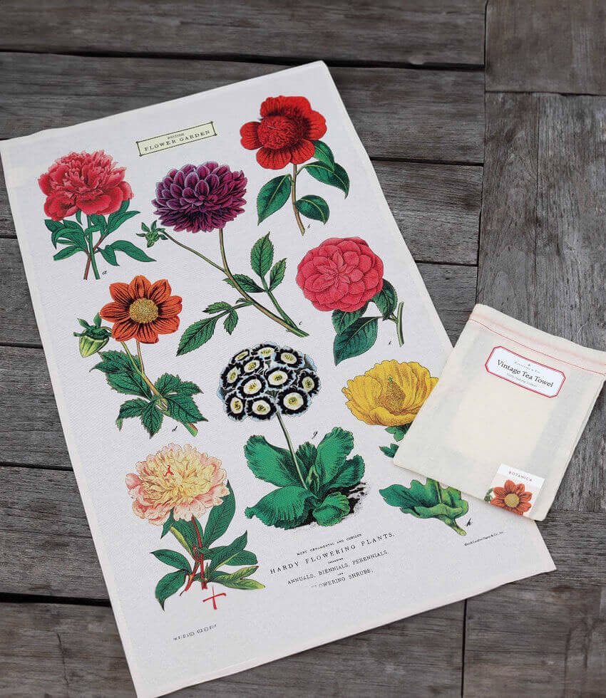 Gift - Vintage Botanica Tea Towel by Cavallini & Co.