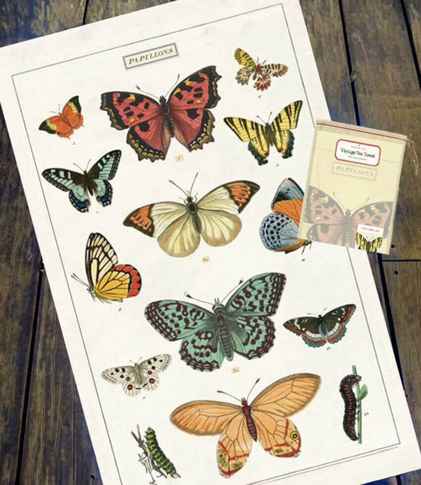 Gift - Butterflies Tea Towel by Cavallini & Co.